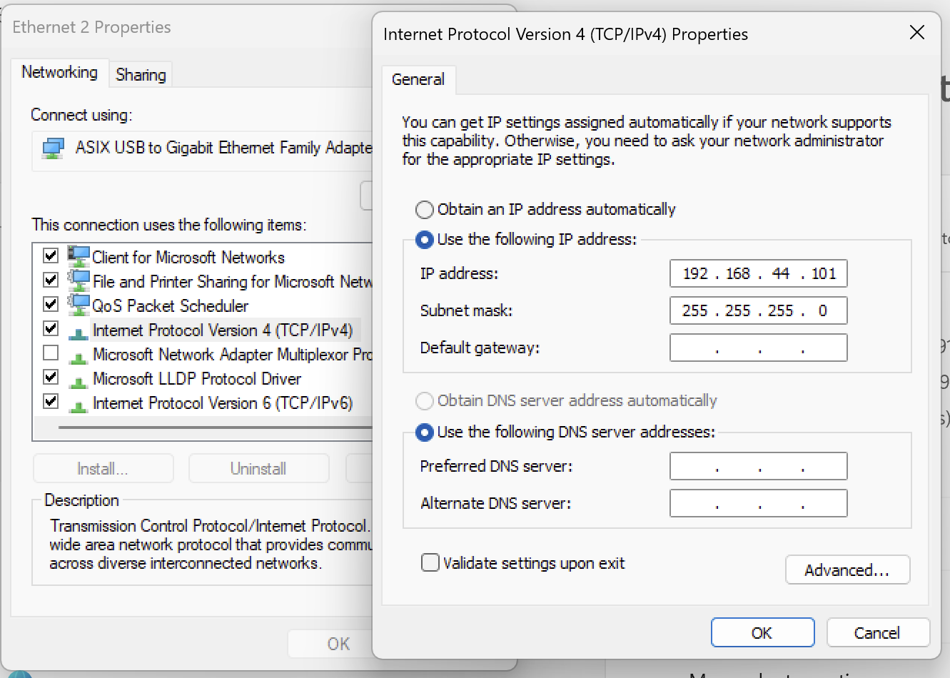 IP configuration for Windows 11
