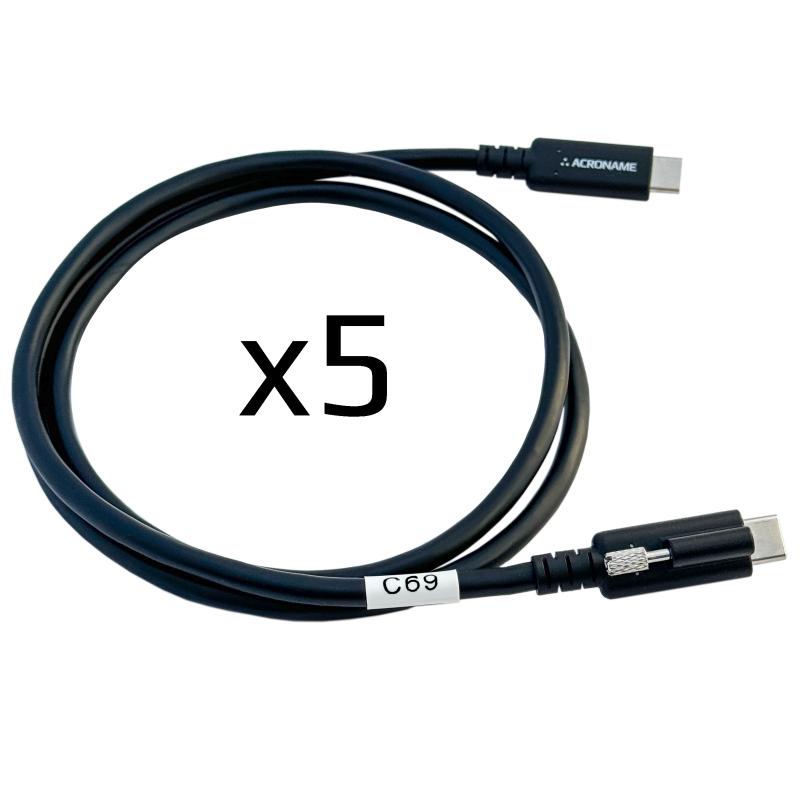 USB-C USB4 Coax Cable, Single screw locking 40Gbps EPR 240W Multipack (qty 5)