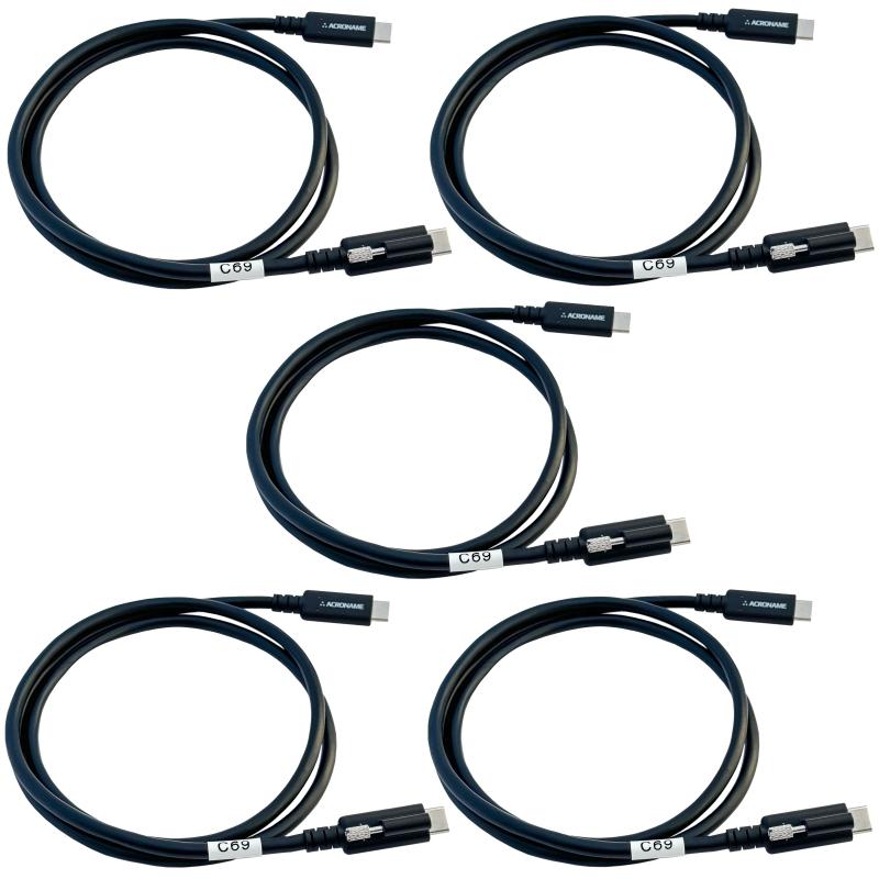 USB-C USB4 Coax Cable, Single screw locking 40Gbps EPR 240W Multipack (qty 5)