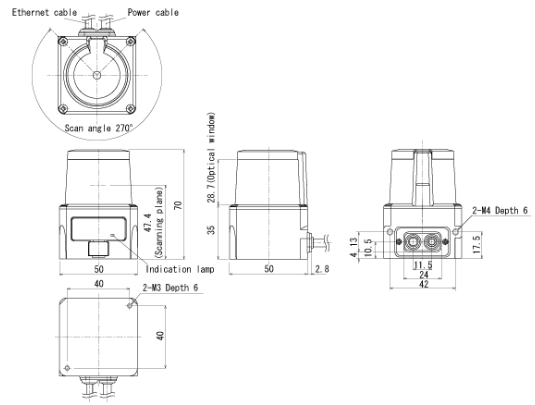 Hokuyo UST-10LX Scanning Laser Rangefinder | Acroname